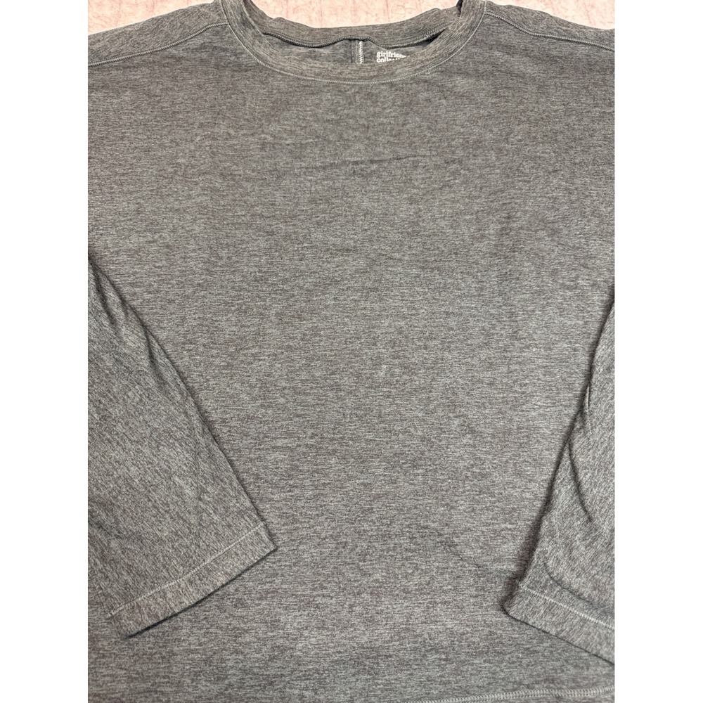 Girlfriend Collective Womens Medium Heathered Green Boxy Long Sleeve Tee Shirt